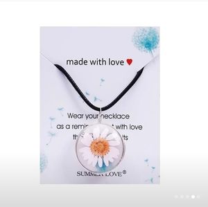 Inlaid dried pink flower pendant necklace NWT Fast Ship 4,000 Item